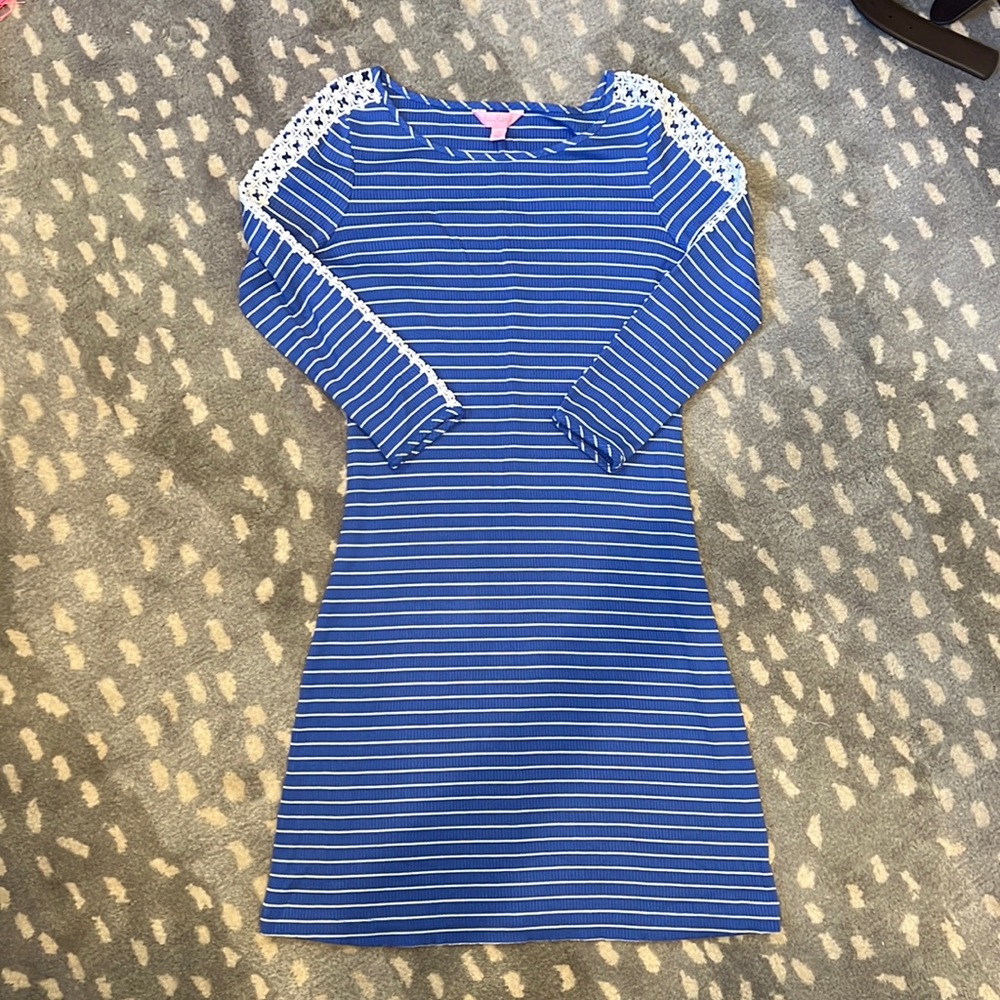 Lilly Pulitzer Marlowe Dress in Beckon Blue Breeze Stripe. Size S, EUC